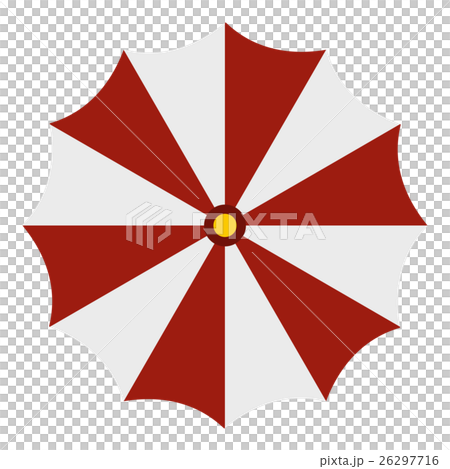 Red and white beach umbrella icon, flat style 26297716