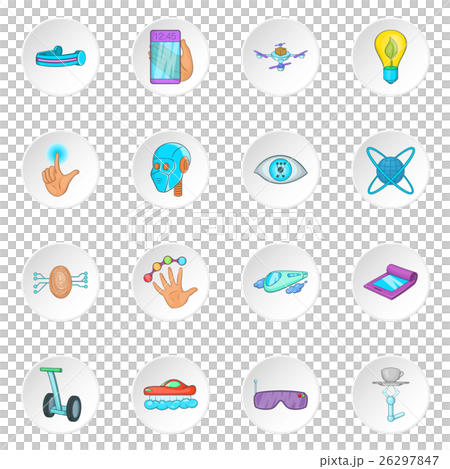 New technologies icons set, cartoon style - Stock Illustration ...