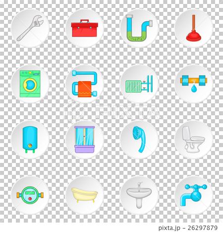 Bathroom icons set, cartoon style Bathroom icons set, cartoon style 26297879