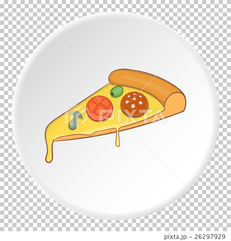 Slice of pizza icon, cartoon style Slice of pizza icon, cartoon style 26297929