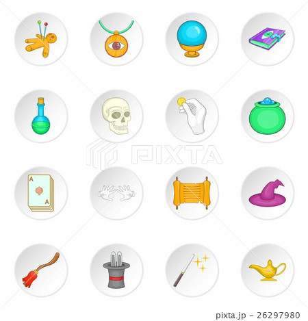 Magic icons set, cartoon style 26297980