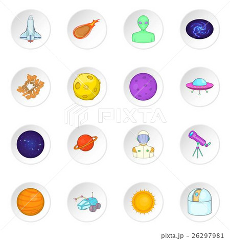 Space icons set, cartoon style 26297981