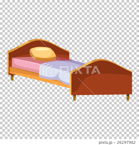 Single wooden bed icon, cartoon style 26297982