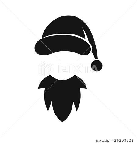 Cap with pompon of Santa Claus and beard icon 26298322