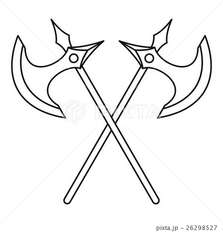 Crossed battle axes icon, outline style 26298527