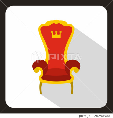 Red Royal Throne Icon Flat Styleのイラスト素材