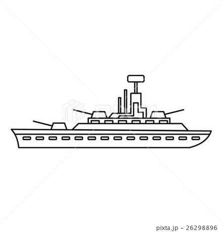 Military warship icon, outline style 26298896