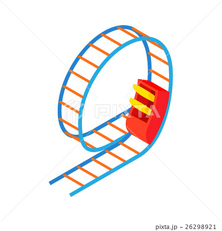 Swing roller coaster icon, cartoon style 26298921