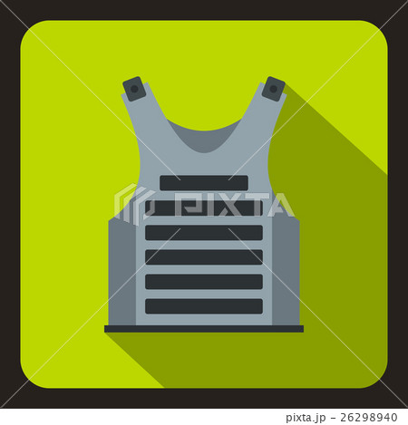 Grey paintball vest icon, flat style Grey paintball vest icon, flat style 26298940