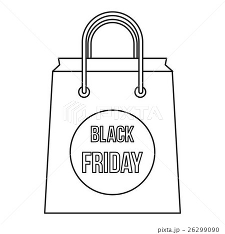 Black Friday shopping bag icon, outline style 26299090