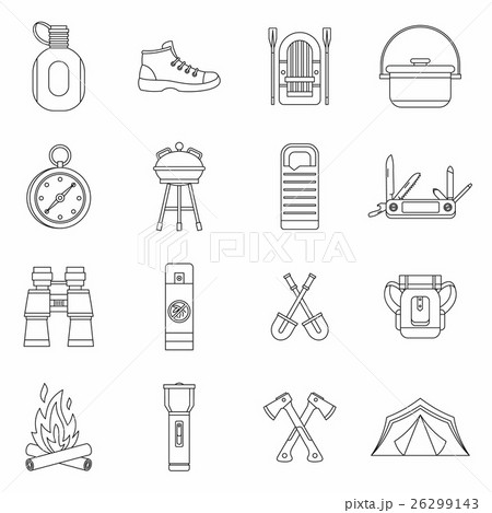 Recreation tourism icons set, outline style 26299143