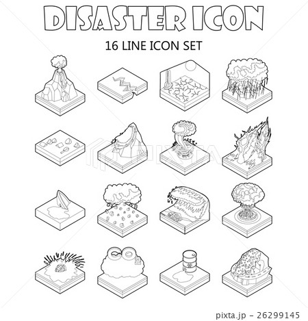 Disaster icons set, outline style 26299145