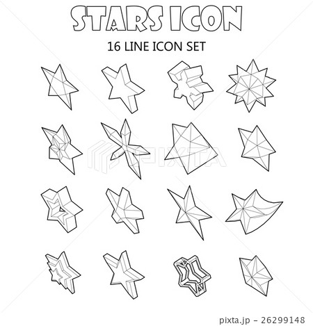 Star icons set in outline style 26299148