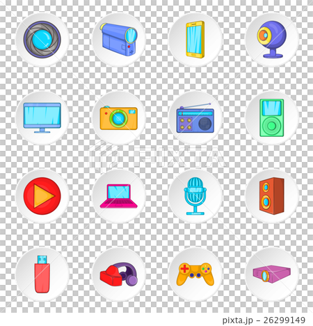 Audio and video icons set, cartoon style - Stock Illustration [26299149 ...