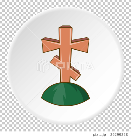 Grave cross icon, cartoon style 26299228