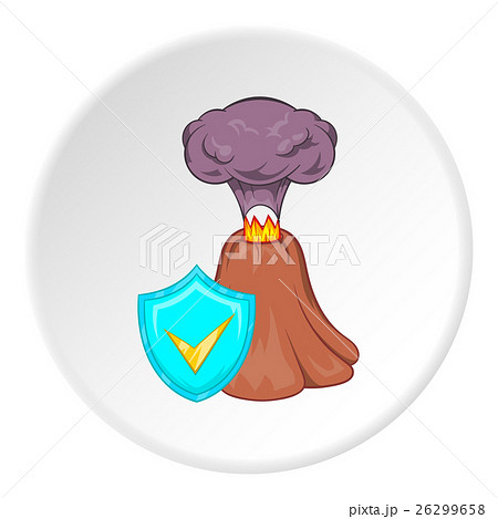 Eruption of volcano and sign safety icon 26299658