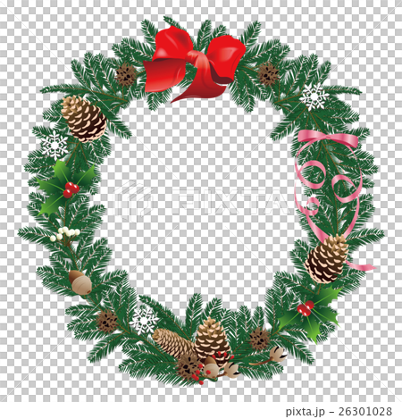 Xmasリースフレーム‧✧̣̥̇‧ クリスマス シンプルなリース(フレーム)飾り枠の無料イラスト画像58308