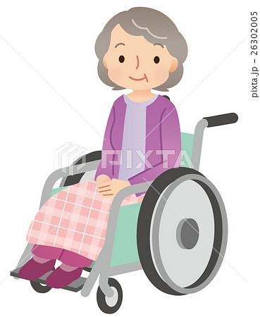車椅子に乗る高齢者 介護のイラスト素材
