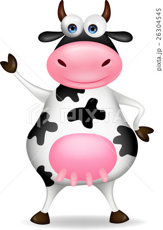 Cow cartoon waving 26304545