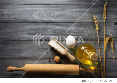 ears of wheat  on wood 26307341