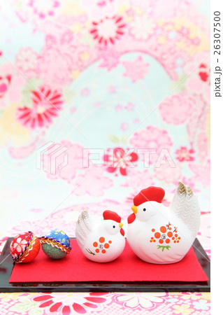 酉年　親子　花柄バッグ　見つめ合う 26307500