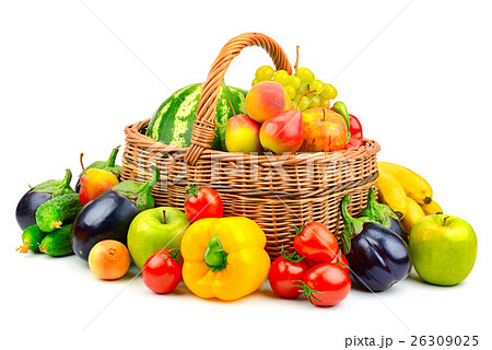 collection fruit and vegetable in basket 26309025