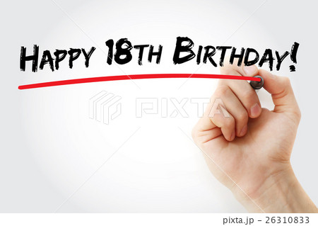 Hand writing Happy 18th birthday with marker 26310833