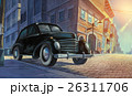 Car parked in old town painted illustration 26311706