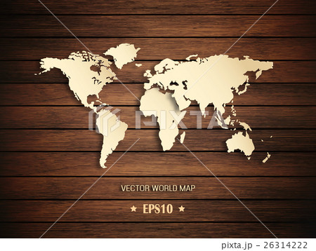 3D World Map On A Wooden Background 26314222