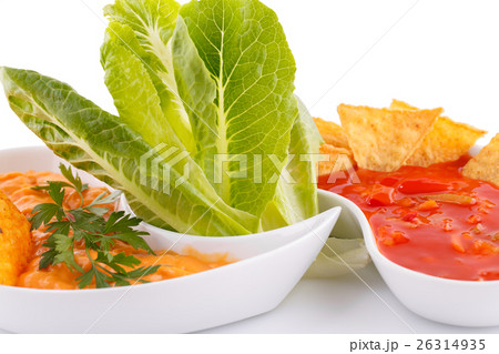 Nachos, cheese and red sauce, vegetables Nachos, cheese and red sauce, vegetables 26314935