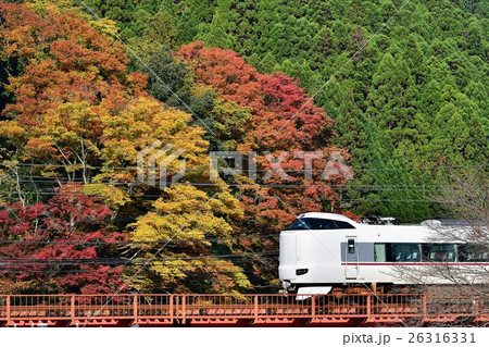 鉄道　列車　山陰本線　日吉~船岡　JR西日本　287系　山　森　朝　特急　はしだて　きのさき　まいづ 26316331