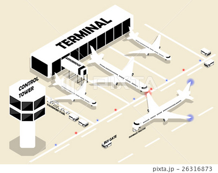 isometric style of airport with air plane 26316873