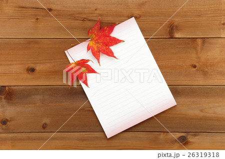 もみじと便箋とボールペン もみじと便箋とボールペン 26319318