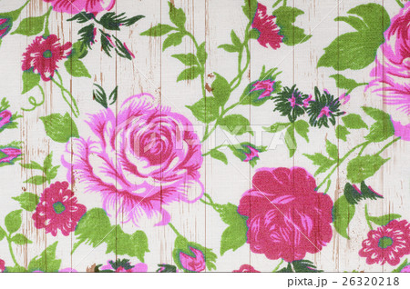 rose vintage from fabric on white wooden  26320218