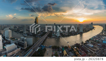 River curved with sunset background 26320878