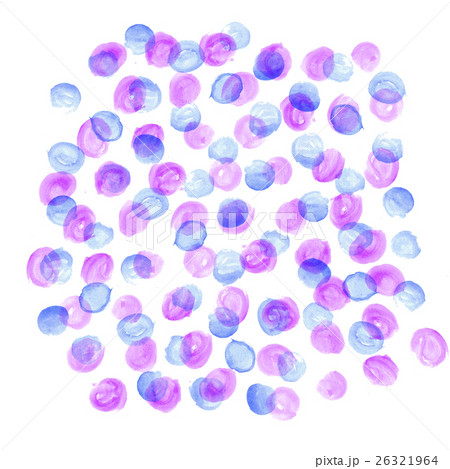 水彩 水玉模様シリーズ 青と紫のイラスト素材