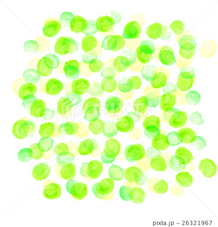 水彩 水玉模様シリーズ 黄色と黄緑と緑のイラスト素材