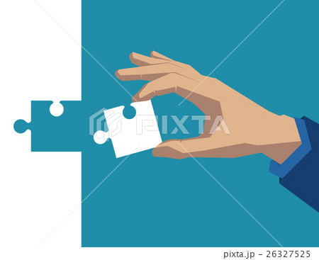 Hand holding piece of puzzle white 26327525