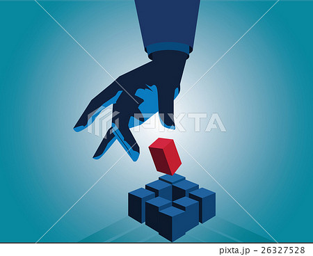 Businessman hand touch cube as symbol 26327528