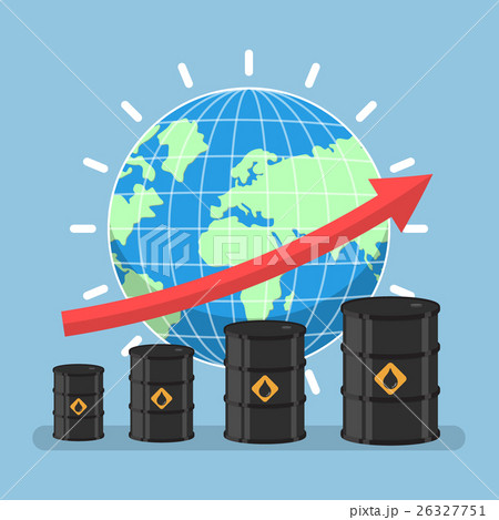 Oil barrels and growth graph with wolrd Oil barrels and growth graph with wolrd 26327751