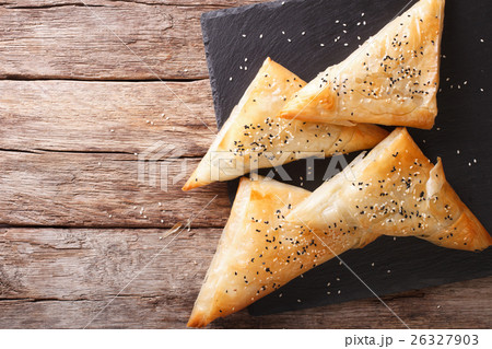 Delicious pies filo pastry with chicken, spinach 26327903