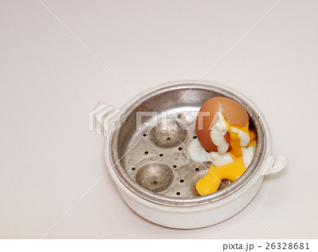 brown shell boiled broken egg with steam cooked  26328681