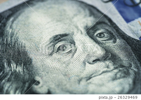 closeup portrait of Benjamin Franklin on new 26329469