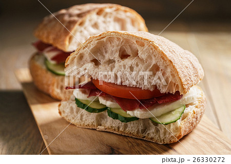 italian sandwich with speck and mozzarella italian sandwich with speck and mozzarella 26330272