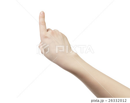 young woman hand touch screen gesture isolated 26332012