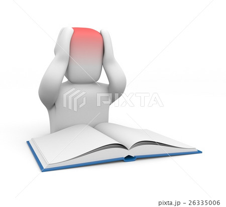 3D human with a headache from homework or reading 26335006