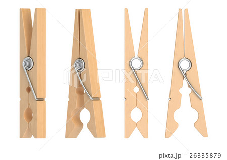 set of wooden clothespins, 3D rendering 26335879