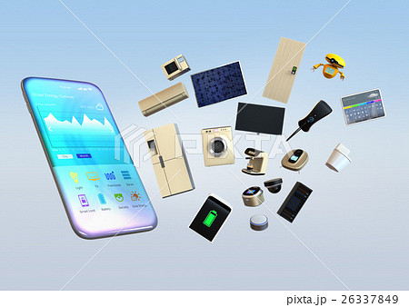 スマートフォンで家電を制御、モニタリングするコンセプト。 26337849