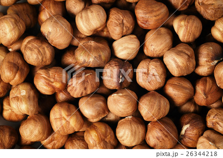 peeled hazelnuts directly from above peeled hazelnuts directly from above 26344218