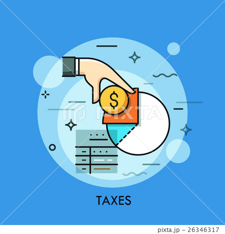 Tax form, hand holding dollar coin and income 26346317